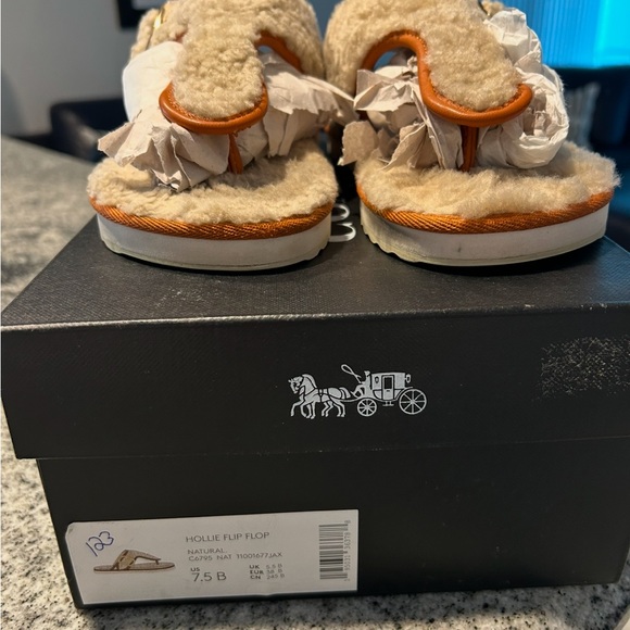 Coach Holie Shearling Flip Flops - Picture 2 of 7